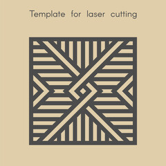 Template for laser cutting. Stencil for panels of wood, metal. Geometric pattern. Square background for cut. Decorative stand.	
