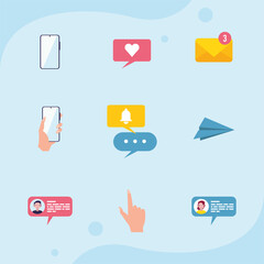 nine messaging communication icons