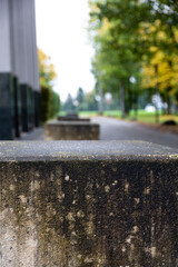 View to stone posts in the city