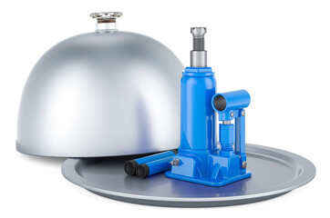 Restaurant cloche with hydraulic floor jack, 3D rendering