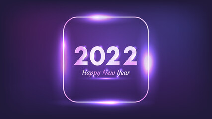 2022 Happy New Year neon background