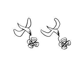 四葉のクローバーを加える鳥