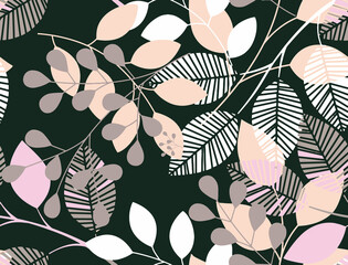 seamless pattern with leaves. Skin color leaf background