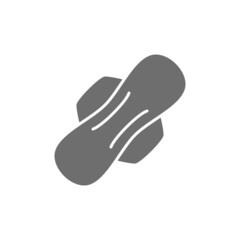 Feminine pads, tampon, sanitary napkin, hygiene grey icon.