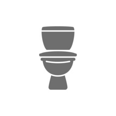 Toilet, lavatory, WC grey icon. Isolated on white background
