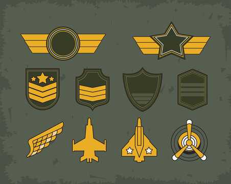 ten military emblems