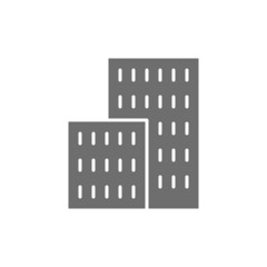 Apartment buildings, real estate grey icon. Isolated on white background