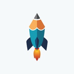 launch pencil rocket vector symbol icon or logo tamplete.