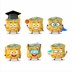 School student of rosemary cartoon character with various expressions