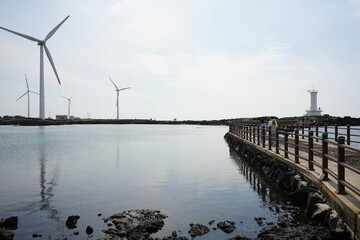 a wonderful seascape with a seaside walkway 