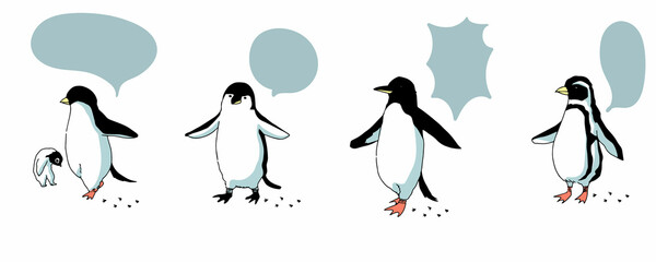 パステルカラーのペンギンの吹き出しアイコン