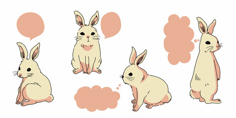 可愛いうさぎの吹き出しアイコン