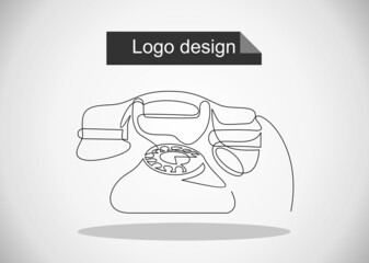 Old telephone one line drawing continuous design