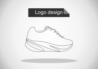 Vector illustration of sneakers. Sports shoes in a line style. Continuous one line