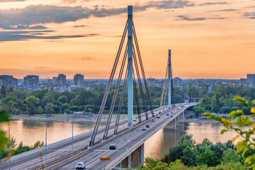 Novi Sad, Serbia August 24, 2021: Bridge of Liberty in Novi Sad