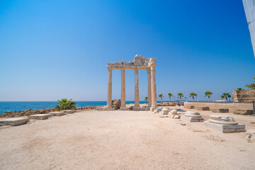 Tourists visiting Apollo Temple in Side Turkey