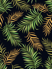 Naklejka na ściany i meble Palm leaves vector pattern. Seamless jungle print.