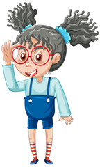 Nerdy girl cartoon character on white background