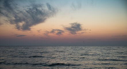 Red and orange sunset over the Sea