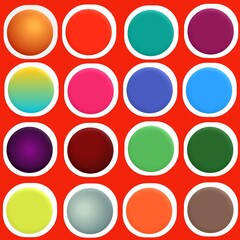 set of round buttons serious color white background