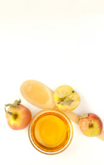 Vegetarian fruit composition.Healthy Objects of apple cider vinegar.