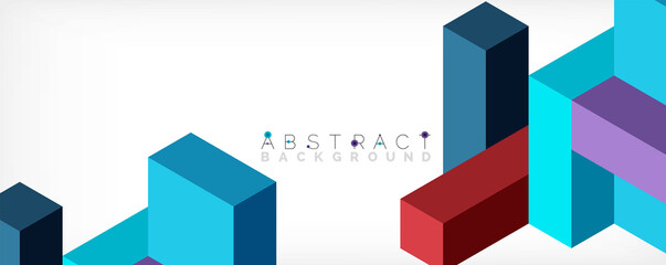 Abstract background. 3d cubes, cubic elements and blocks. Techno or business concept for wallpaper, banner, background, landing page