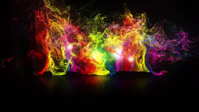 Rainbow particles flying 4k video background for titles loop overlays