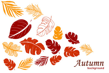 Line arty leaves autumn background template