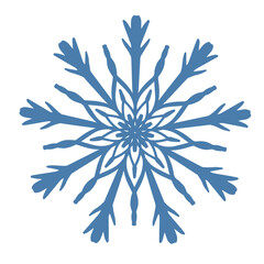 Hand drawn blue snowflake icon isolated on white background. Winter design element snow flake frost crystal vector illustration