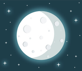 Obraz na płótnie Canvas moon and stars landscape illustration 