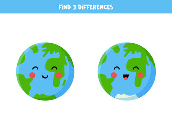 Find three differences between two planets earth.