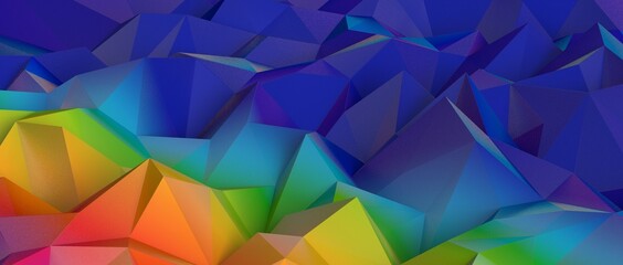 Multicolor abstract background banner of triangles , all the colors of the rainbow