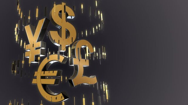 Business background with the currency symbols on a seamless loop