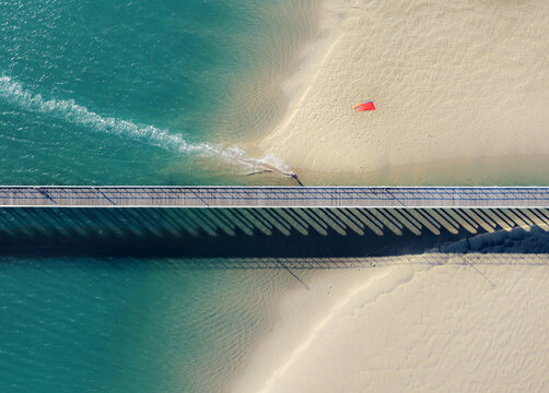 DRONE IMAGE KITESURFER URANGAN PIER FRASER COAST
