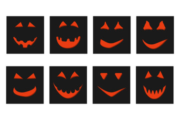 halloween pumpkin face jack-o-lantern on black greeting cards