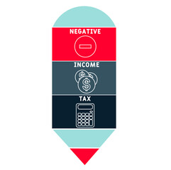 NIT - Negative Income Tax acronym. business concept background.  vector illustration concept with keywords and icons. lettering illustration with icons for web banner, flyer, landing 