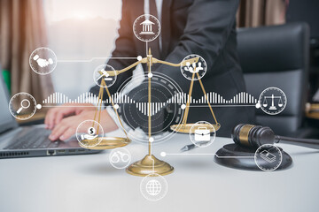 Lawyers having  Concepts of  Legal services at the law office