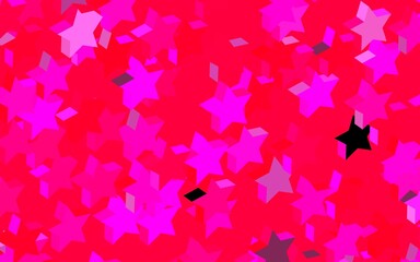 Dark Pink vector texture with beautiful stars.