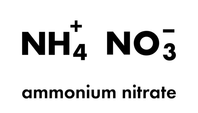 Ammonium nitrate, chemical structure. Skeletal formula.