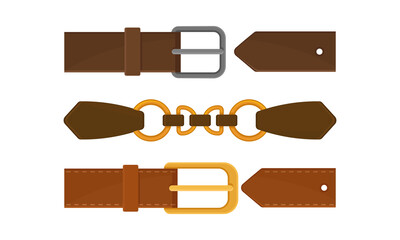 Buckle or Clasp as Adjustable Device for Fastening on Garment or Accessory Vector Set