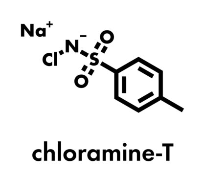 Chloramine-T (tosylchloramide) disinfectant molecule. Skeletal formula.