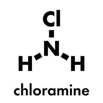 Chloramine (monochloramine) disinfectant molecule. Readily decomposes, resulting in hypochlorous acid formation. Skeletal formula.
