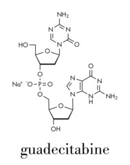 Guadecitabine cancer drug molecule (DNA methyltransferase inhibitor). Skeletal formula.