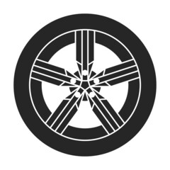 Wheel car vector icon.Black vector icon isolated on white background wheel car.