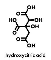 Hydroxycitric acid  (HCA, hydroxycitrate) molecule. Used as weight loss nutritional supplement.  Skeletal formula.