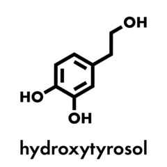 Hydroxytyrosol olive oil antioxidant molecule. Skeletal formula.