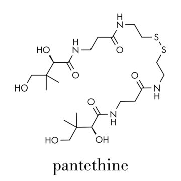Pantethine (dimeric vitamin B5) molecule. Used in dietary supplements. Skeletal formula.