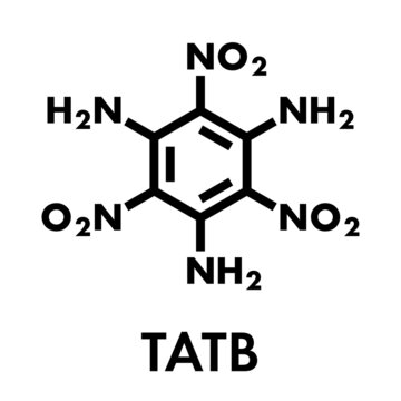Triaminotrinitrobenzene (TATB) explosive molecule. Skeletal formula.