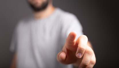 pressing button. Innovation technology internet business concept.