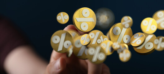 Sales icons floating in the air 3D rendering